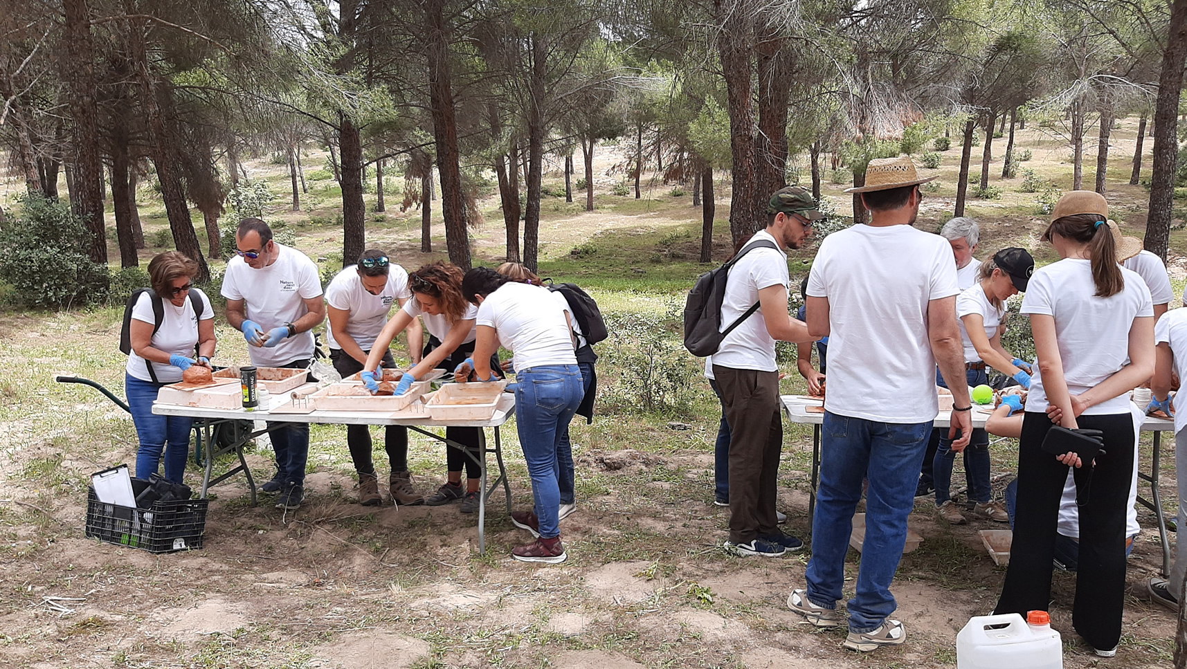 Actividad ambiental de los trabajadores de Amara-Znero en taller de elaboración e instalación de cajas nidos.